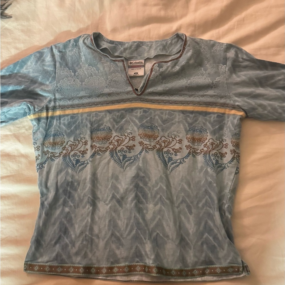 Columbia Teal Embroidered Women's Top